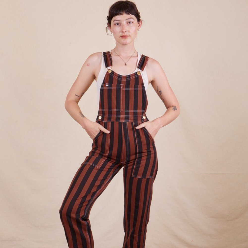 Big Bud Press brown and black striped overalls NWT- XL